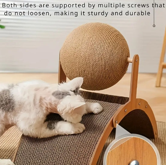 [Wooden Ferris Wheel Cat Scratcher] Durable Wooden Ferris Wheel Cat Scratcher - Interactive Cat Play Furniture - Essential Pet Accessory