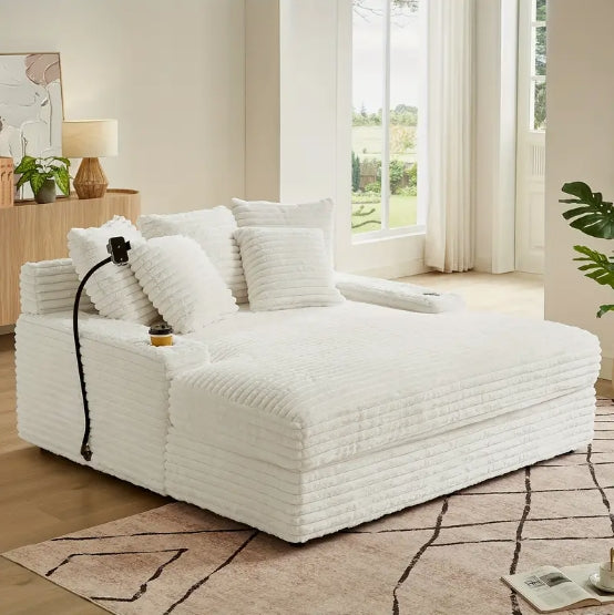 64'' Sofa Bed Corduroy Fabric Loveseat, Compression Sofa For Room, Living Room, Apartment