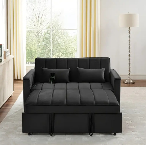 54.33 Inch Multifunctional Foldable Sofa Bed, Available In Three Lengths, Modern Velvet Sofa Bed With Adjustable Back Support
