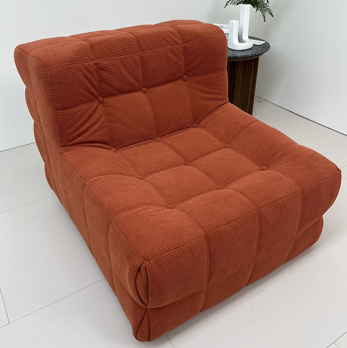 Corduroy Waffle Square Sofa Chair, 35D Pure Density Compressed High Resilience Foam, Modern Simple Lazy Sofa Living Room Bedroom Balcony