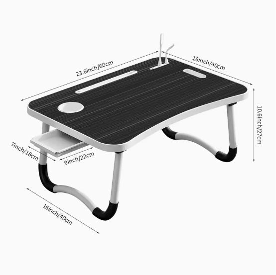 Ultra Large Portable Laptop Bed Table - Multi functional tray holder with cup holder and drawer, USB, fan, and light - Perfect for eating, reading, and writing on beds, sofas, floors