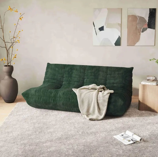 1pc Modern Chenille Double Tatami Lazy Sofa - Versatile For Living Room, Bedroom, Office - No Assembly Required, Green/Pink/Caramel