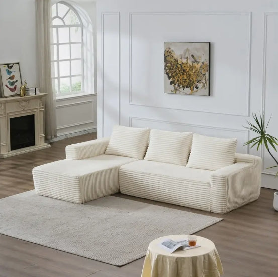 Modular Sectional Sofa Couch Boneless sofa,L-Shape Upholstered Cloud Couch,Modern Minimalist Couches for Living Room,Free Combination Deep Seat Corner Couch, Corduroy