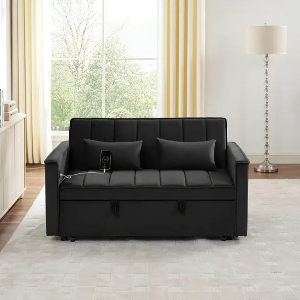 54.33 Inch Multifunctional Foldable Sofa Bed, Available In Three Lengths, Modern Velvet Sofa Bed With Adjustable Back Support