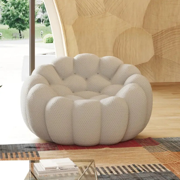 [Bubble Sofa Chair] Oversized Bubble Sofa Chair - Modern Upholstered Lazy Floor Couch with 3D Honeycomb Shape Curved Design for Living Room, Office, Apartment