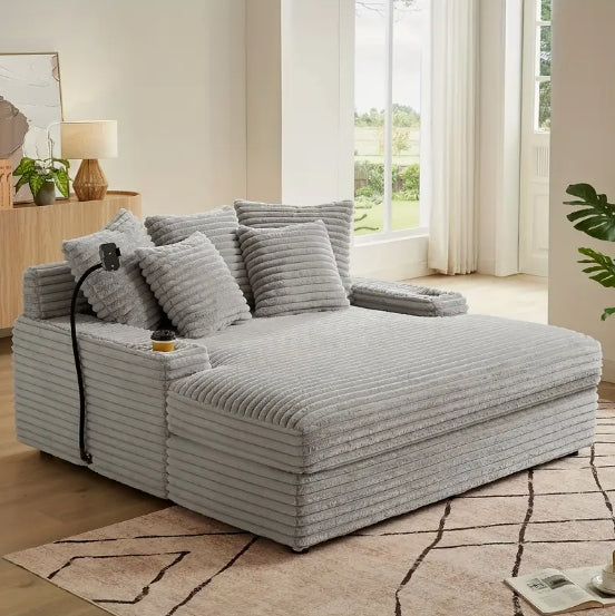 64'' Sofa Bed Corduroy Fabric Loveseat, Compression Sofa For Room, Living Room, Apartment