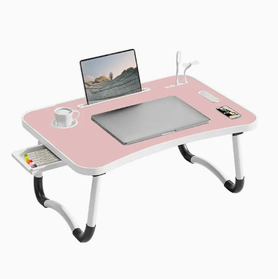 Ultra Large Portable Laptop Bed Table - Multi functional tray holder with cup holder and drawer, USB, fan, and light - Perfect for eating, reading, and writing on beds, sofas, floors