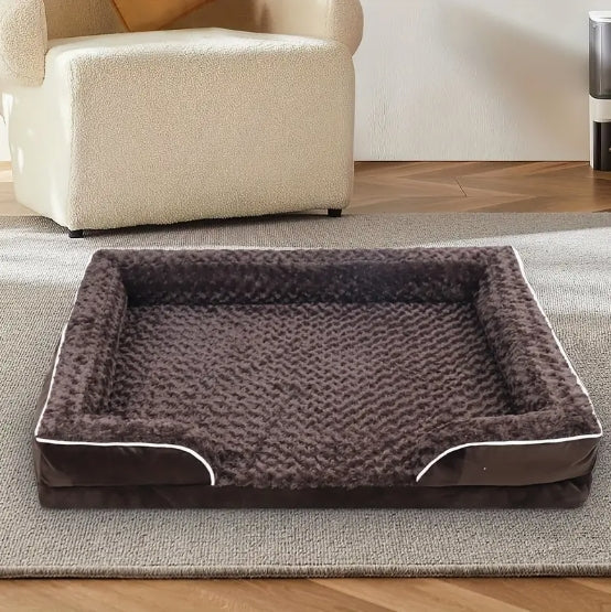[Orthopedic Dog Sofa Bed] Large Orthopedic Egg Foam Dog Bed - Removable, Waterproof, Handrail, Non-Sliding Bottom - Pet Sofa for All Seasons