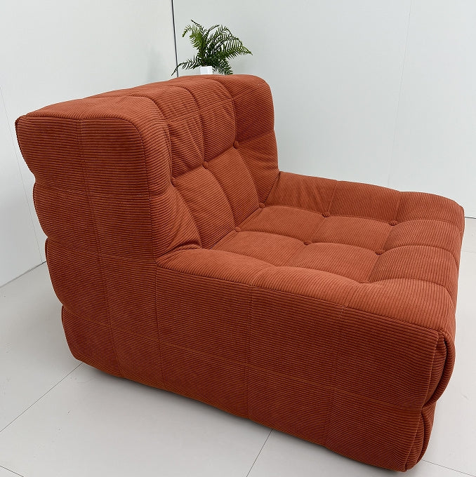 Corduroy Waffle Square Sofa Chair, 35D Pure Density Compressed High Resilience Foam, Modern Simple Lazy Sofa Living Room Bedroom Balcony