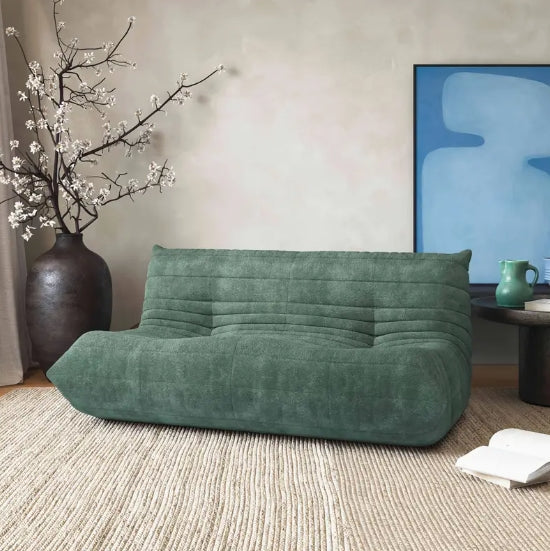 1pc Modern Chenille Double Tatami Lazy Sofa - Versatile For Living Room, Bedroom, Office - No Assembly Required, Green/Pink/Caramel