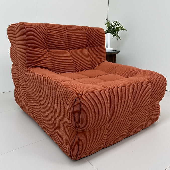 Corduroy Waffle Square Sofa Chair, 35D Pure Density Compressed High Resilience Foam, Modern Simple Lazy Sofa Living Room Bedroom Balcony