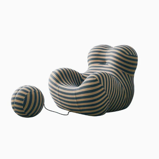 1pc Modern Living Room Round Curved Elastic Striped Chair, Comfortable Armchair Lazy Sofa Chair, Casual Cushioned Single Sofa Chair With Foot