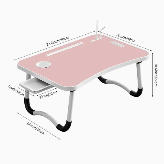 Ultra Large Portable Laptop Bed Table - Multi functional tray holder with cup holder and drawer, USB, fan, and light - Perfect for eating, reading, and writing on beds, sofas, floors