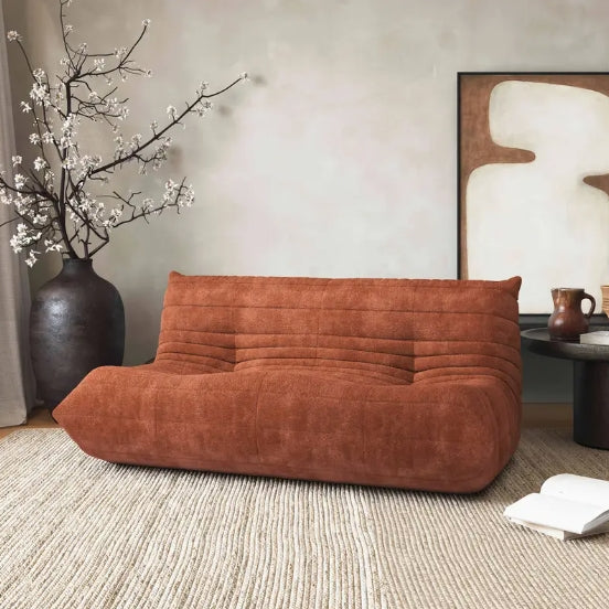 1pc Modern Chenille Double Tatami Lazy Sofa - Versatile For Living Room, Bedroom, Office - No Assembly Required, Green/Pink/Caramel
