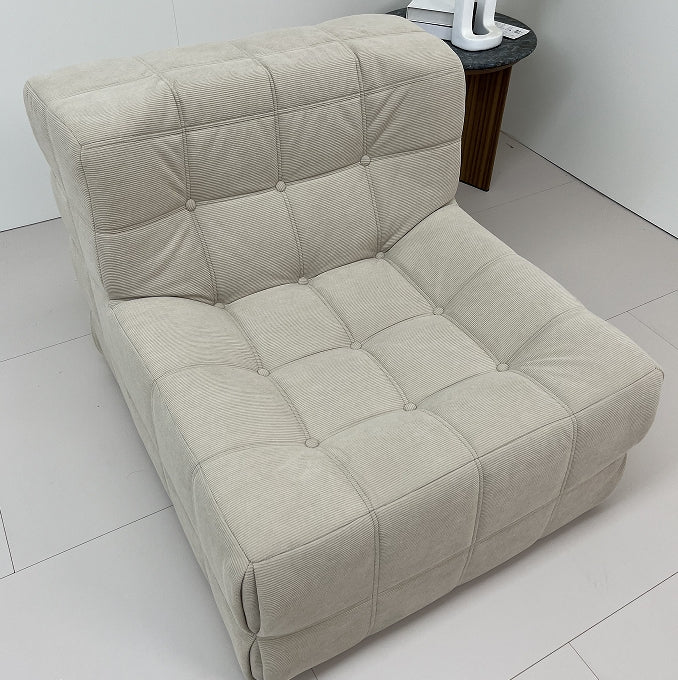 Corduroy Waffle Square Sofa Chair, 35D Pure Density Compressed High Resilience Foam, Modern Simple Lazy Sofa Living Room Bedroom Balcony