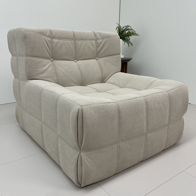 Corduroy Waffle Square Sofa Chair, 35D Pure Density Compressed High Resilience Foam, Modern Simple Lazy Sofa Living Room Bedroom Balcony