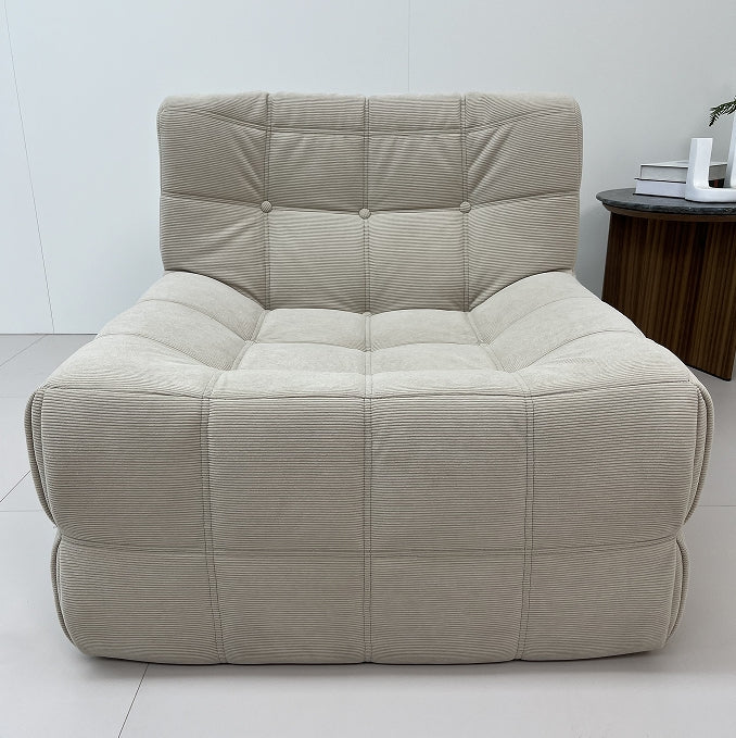 Corduroy Waffle Square Sofa Chair, 35D Pure Density Compressed High Resilience Foam, Modern Simple Lazy Sofa Living Room Bedroom Balcony