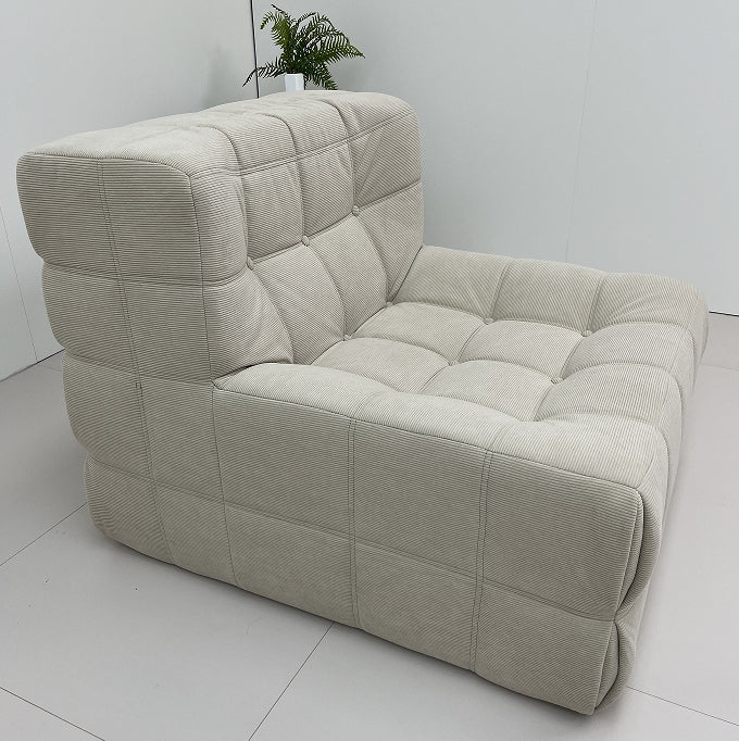 Corduroy Waffle Square Sofa Chair, 35D Pure Density Compressed High Resilience Foam, Modern Simple Lazy Sofa Living Room Bedroom Balcony