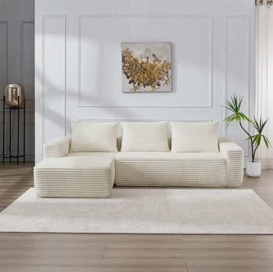 Modular Sectional Sofa Couch Boneless sofa,L-Shape Upholstered Cloud Couch,Modern Minimalist Couches for Living Room,Free Combination Deep Seat Corner Couch, Corduroy