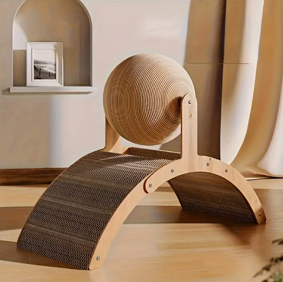 [Wooden Ferris Wheel Cat Scratcher] Durable Wooden Ferris Wheel Cat Scratcher - Interactive Cat Play Furniture - Essential Pet Accessory