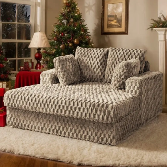 Upholstered Chaise Lounge Sofa Bed with Throw Pillows and Armrests, Hardwood Frame, Plush Sleeper Chair for Living Room - No Electricity Needed, Convertible Sleeper Chair