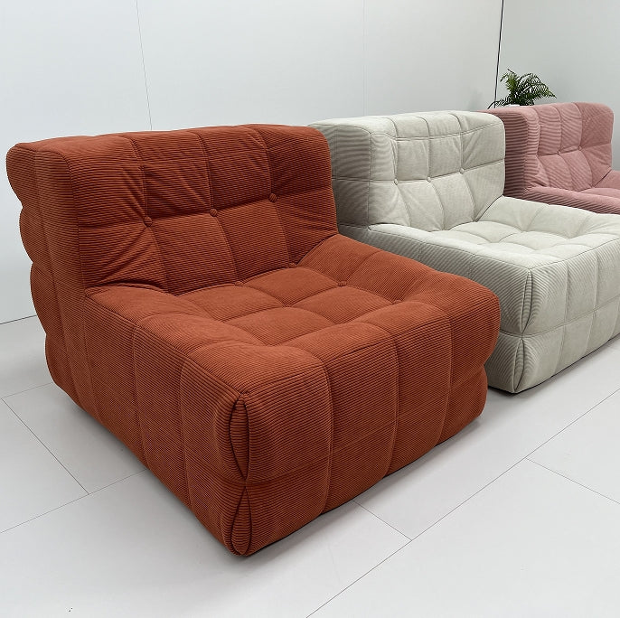 Corduroy Waffle Square Sofa Chair, 35D Pure Density Compressed High Resilience Foam, Modern Simple Lazy Sofa Living Room Bedroom Balcony