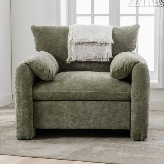 Chenille Oversized Armchair - Modern Accent Chair & Single Sofa Lounge, 34'' Wide, Comfortable Seating For Living Room & Bedroom