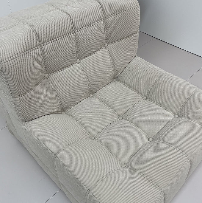 Corduroy Waffle Square Sofa Chair, 35D Pure Density Compressed High Resilience Foam, Modern Simple Lazy Sofa Living Room Bedroom Balcony