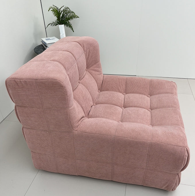 Corduroy Waffle Square Sofa Chair, 35D Pure Density Compressed High Resilience Foam, Modern Simple Lazy Sofa Living Room Bedroom Balcony