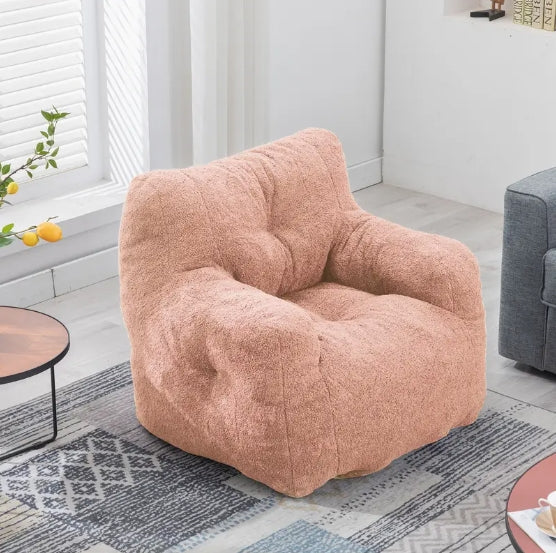 Bean Bag Chair, Fluffy Sherpa and Lazy Sofa, Comfy Cozy BeanBag Chair with Memory Foam for Dorm, Apartment, Bean Bag Chairs with Tufted Soft Stuffed with Filler, Small Space