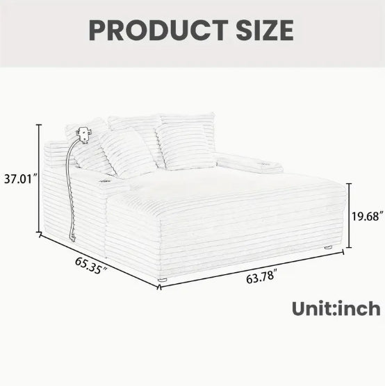 64'' Sofa Bed Corduroy Fabric Loveseat, Compression Sofa For Room, Living Room, Apartment
