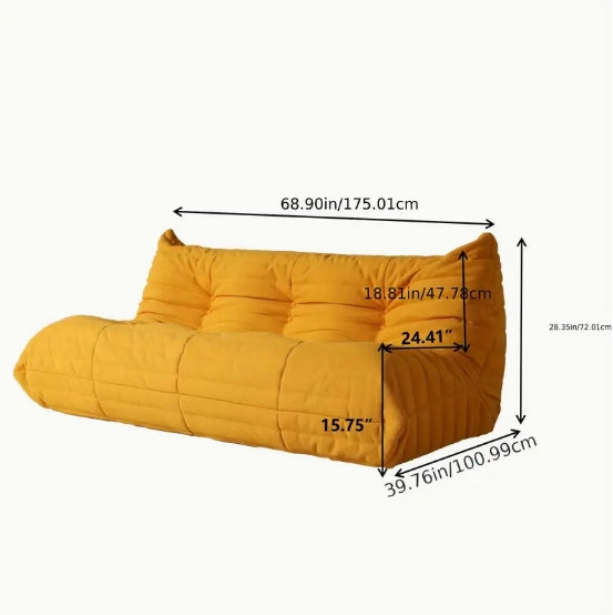 Soft Mohair Lazy Floor Sofa, 69" Fireside Chair, Oversized Armless Accent Bean Bag Couch For Living Room Bedroom Salon Office