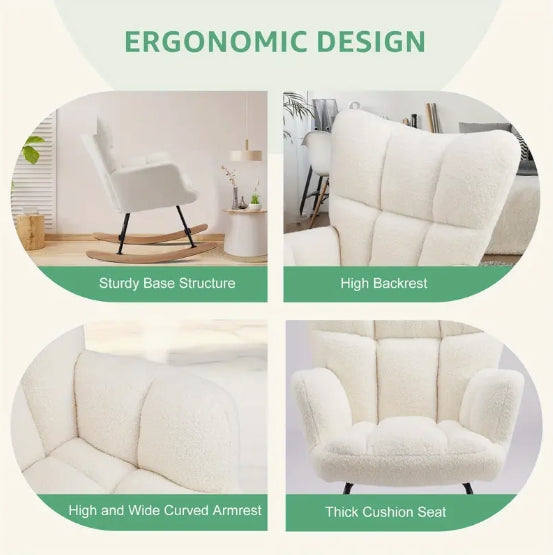 [Rocking Chair Sofa] 1pc Single Rocking Chair Sofa - Suitable for Home Leisure and Storage - Ideal for Apartments, Bedrooms, Living Rooms
