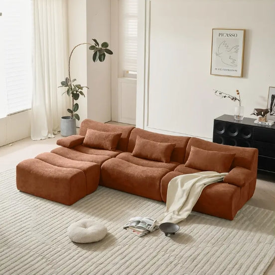 3-seater modular free combination sofa, 108-inch L-shaped deep seat combination cloud sofa