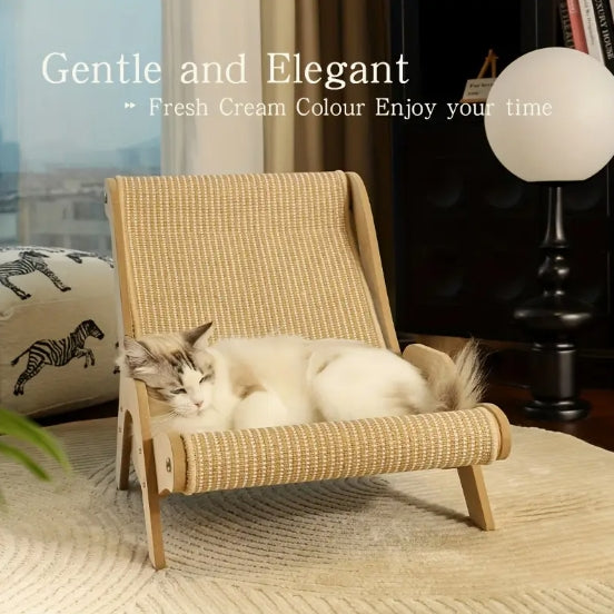 [Durable Cat Hammock & Scratcher] 2-in-1 Durable Cat Hammock & Scratcher - Jute Rope, No Shredding, All-Season Pet Lounge Chair