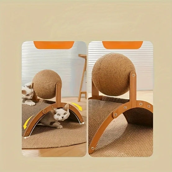 [Wooden Ferris Wheel Cat Scratcher] Durable Wooden Ferris Wheel Cat Scratcher - Interactive Cat Play Furniture - Essential Pet Accessory