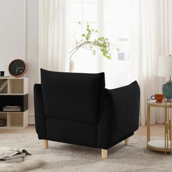 [Soft Cushion Chair] Soft Single Seat Cushion Chair, Filled with Sponge, 1pc - Comes with 1 Pillow, Wooden Leg Design, Leisure/Office