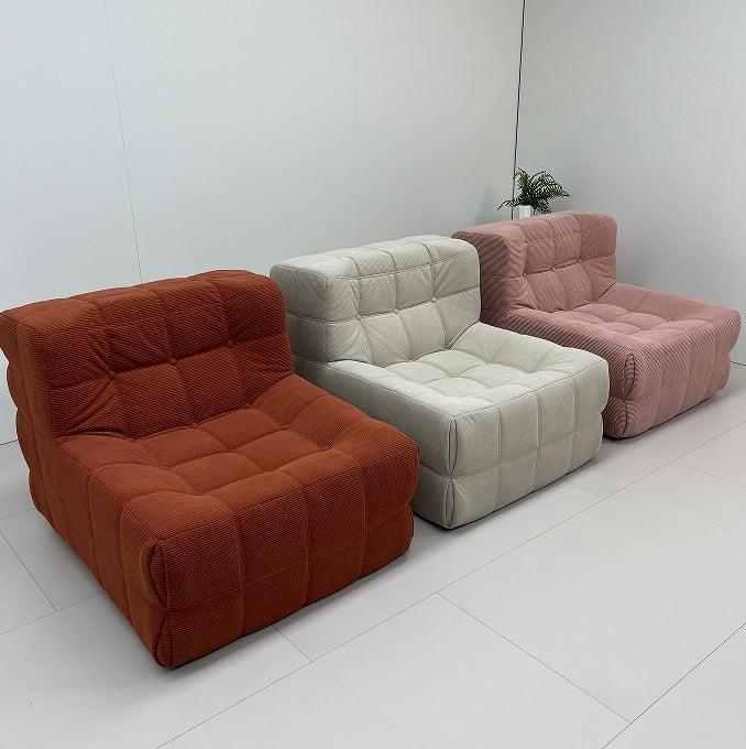 Corduroy Waffle Square Sofa Chair, 35D Pure Density Compressed High Resilience Foam, Modern Simple Lazy Sofa Living Room Bedroom Balcony