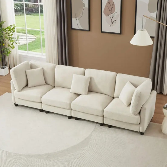 [Soft Fabric Sofa] 7pcs Soft and Comfortable L-shaped Fabric Sofa - Free Combination, Suitable for Living Room, Bedroom, Hotel Lobby, Office Reception and Other Scenes