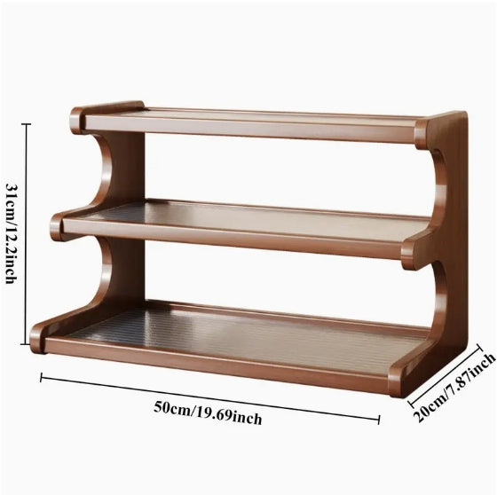 [Wooden Desktop Storage Rack] Multi-Use Wooden Desktop Storage Rack - Countertop Organizer Shelf for Coffee Mugs, Tea Ware, Spice Bottles