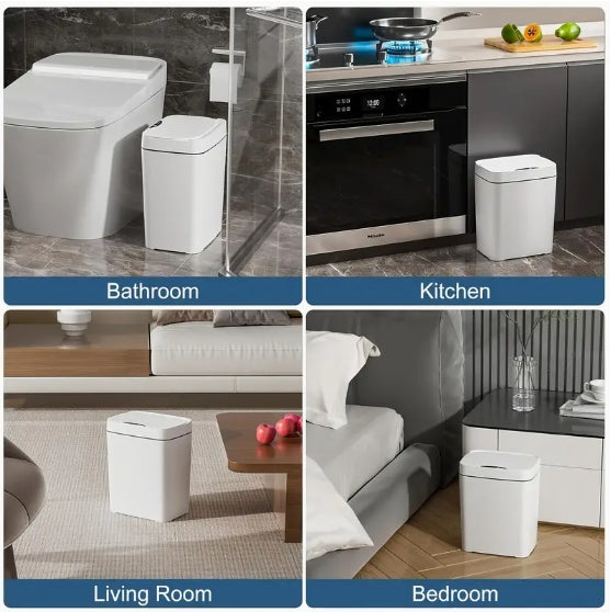 Large-capacity Household Smart Trash Can, 3.96/4.76 Gallons, Battery Powered, Non-Waterproof, Shock-resistant, Floor Mount, Multi-purpose, Automatic Kicking Induction, Knee Induction, Intelligent Mute