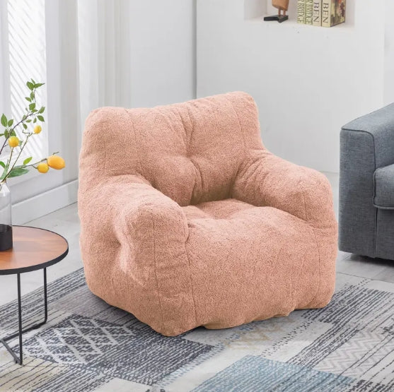 Bean Bag Chair, Fluffy Sherpa and Lazy Sofa, Comfy Cozy BeanBag Chair with Memory Foam for Dorm, Apartment, Bean Bag Chairs with Tufted Soft Stuffed with Filler, Small Space