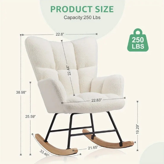 [Rocking Chair Sofa] 1pc Single Rocking Chair Sofa - Suitable for Home Leisure and Storage - Ideal for Apartments, Bedrooms, Living Rooms