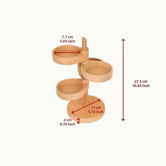 [Rotating Solid Wood Organizer] Rotating Desktop Organizer - Multi-Tier Solid Wood Storage Rack with Key Tray