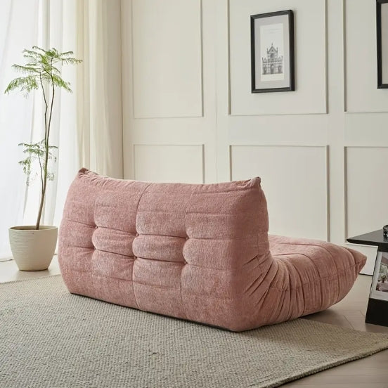 1pc Modern Chenille Double Tatami Lazy Sofa - Versatile For Living Room, Bedroom, Office - No Assembly Required, Green/Pink/Caramel