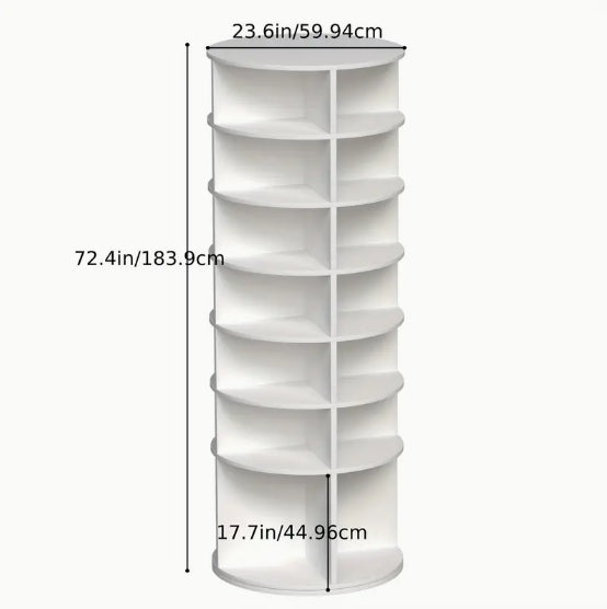 Rotating Shoe Rack Tower, 7-Tier Spinning Shoe Rack, Free Standing 360° Revolving Shoe Organizer, High Bottom Design Shoe Tower Spinning Storage Lazy Susany