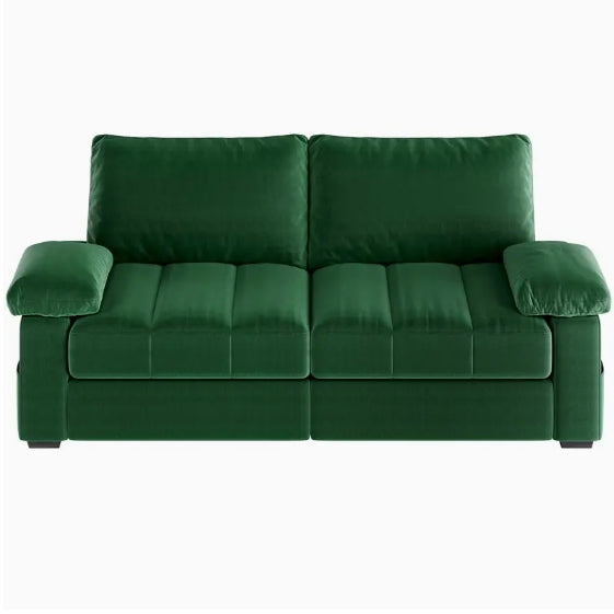 79in Upholstered Sofa Velvet Couch Sofa Couch with USB Charging Ports, Storage Pockets for Living Room Apartment Game Room, Gray/Green/Blue