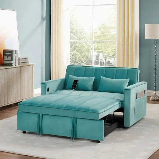 54.33 Inch Multifunctional Foldable Sofa Bed, Available In Three Lengths, Modern Velvet Sofa Bed With Adjustable Back Support