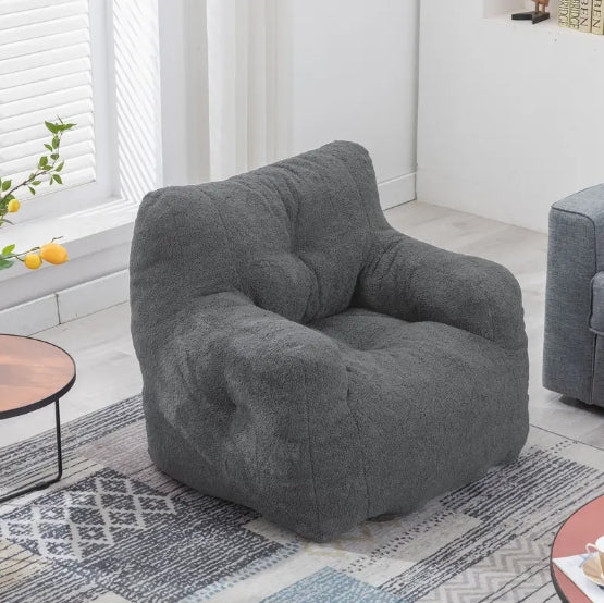 Bean Bag Chair, Fluffy Sherpa and Lazy Sofa, Comfy Cozy BeanBag Chair with Memory Foam for Dorm, Apartment, Bean Bag Chairs with Tufted Soft Stuffed with Filler, Small Space