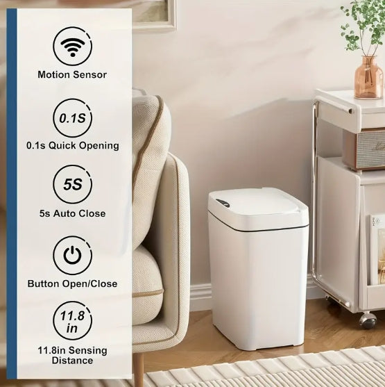 Large-capacity Household Smart Trash Can, 3.96/4.76 Gallons, Battery Powered, Non-Waterproof, Shock-resistant, Floor Mount, Multi-purpose, Automatic Kicking Induction, Knee Induction, Intelligent Mute
